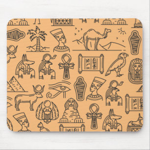 Egyptian Hieroglyphic Symbol Background Mouse Pad