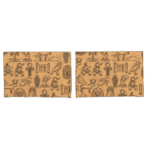Egyptian Hieroglyphic Symbol Background  Pillowcase