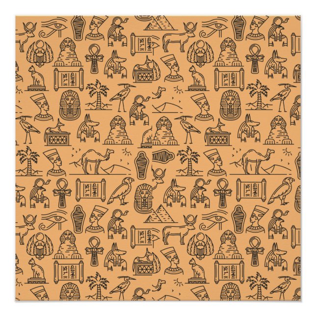 Egyptian Hieroglyphic Symbol Background       Poster (Front)