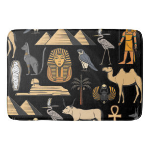  Egyptian Hieroglyphic Symbol Pattern Background   Bath Mat