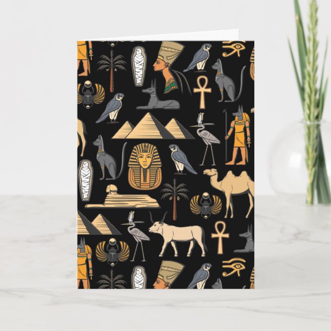  Egyptian Hieroglyphic Symbol Pattern Background   Card (Front)