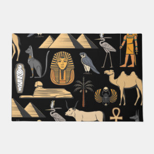 Egyptian Hieroglyphic Symbol Pattern Background Doormat