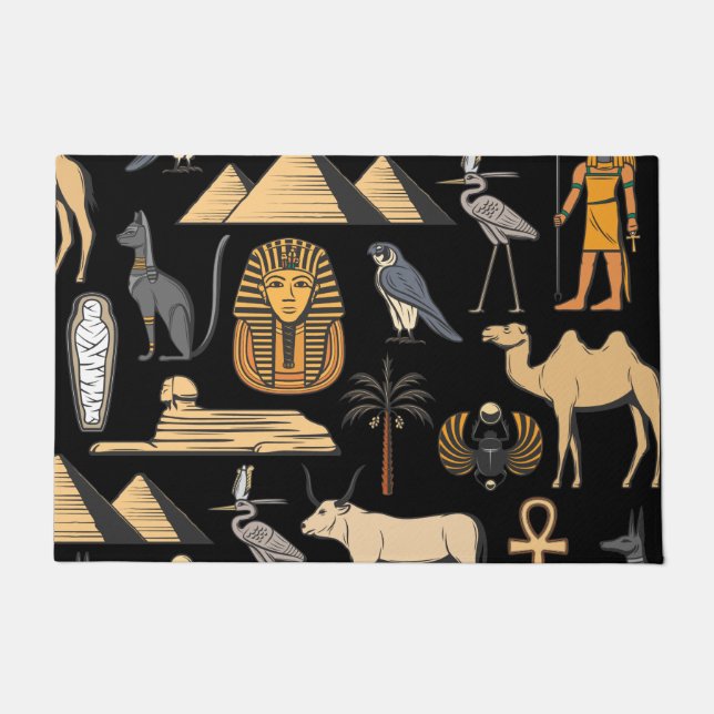  Egyptian Hieroglyphic Symbol Pattern Background  Doormat (Front)