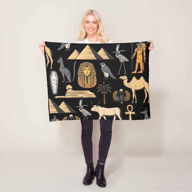  Egyptian Hieroglyphic Symbol Pattern Background   Fleece Blanket (In Situ)