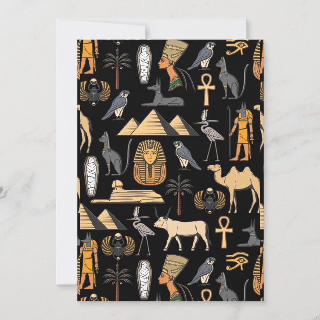  Egyptian Hieroglyphic Symbol Pattern Background   Invitation (Front)