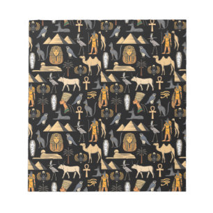 Egyptian Hieroglyphic Symbol Pattern Background Notepad
