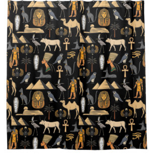 Egyptian Hieroglyphic Symbol Pattern Background Shower Curtain