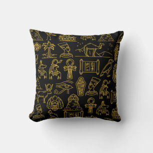 Egyptian Hieroglyphic Symbol Pattern Cushion