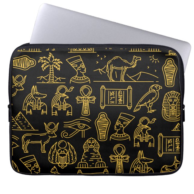Egyptian Hieroglyphic Symbol Pattern    Laptop Sleeve (Front)