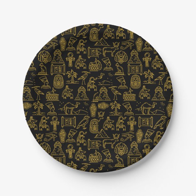 Egyptian Hieroglyphic Symbol Pattern        Paper Plate (Front)