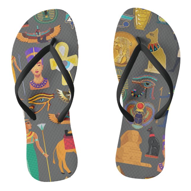 Egyptian Hieroglyphic Symbol Pattern pharaoh  Jandals (Footbed)