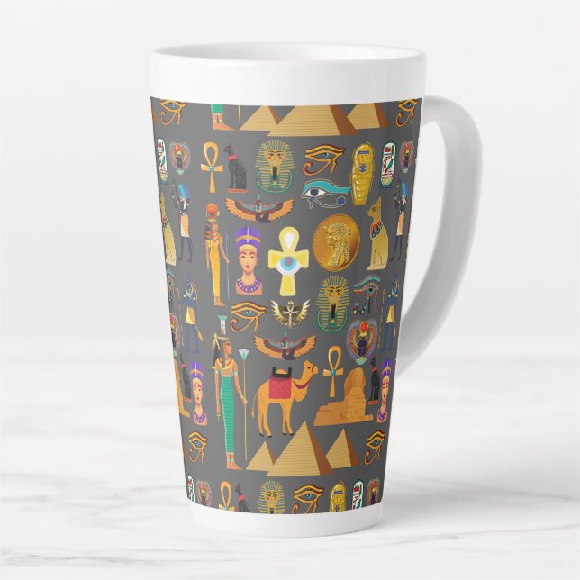Egyptian Hieroglyphic Symbol Pattern pharaoh      Latte Mug (Right Angle)