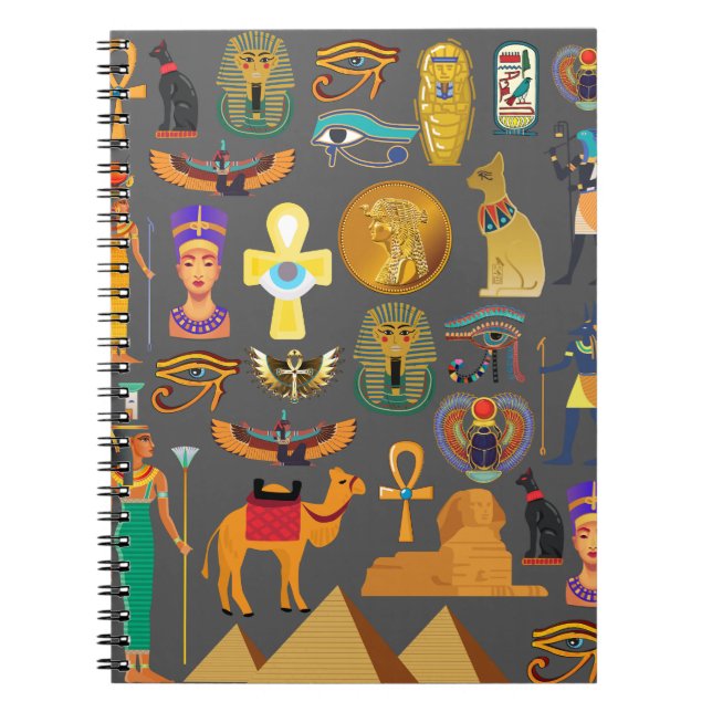 Egyptian Hieroglyphic Symbol Pattern pharaoh       Notebook (Front)