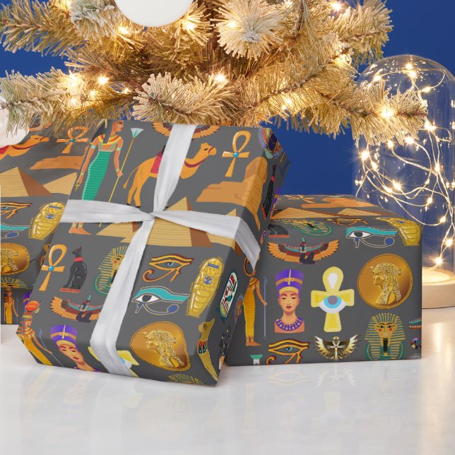 Egyptian Hieroglyphic Symbol Pattern pharaoh      Wrapping Paper (Holidays)