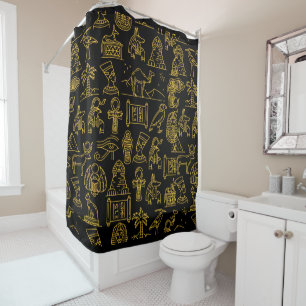 Egyptian Hieroglyphic Symbol Pattern   Shower Curtain