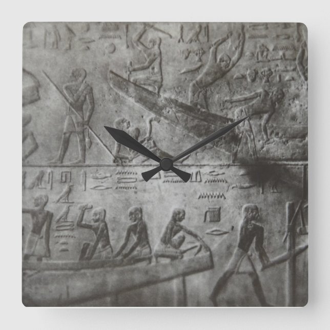 Egyptian Hieroglyphics Square Wall Clock (Front)