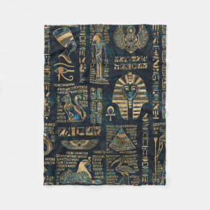 Egyptian hieroglyphs and deities -Abalone and gold Fleece Blanket