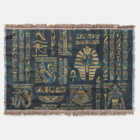 Egyptian hieroglyphs and deities -Abalone and gold