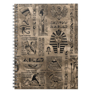 Egyptian hieroglyphs and deities - Luxury Gold Notebook