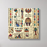 Egyptian hieroglyphs and deities on papyrus