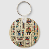 Egyptian hieroglyphs and deities on papyrus