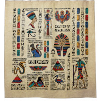 Egyptian hieroglyphs and deities on papyrus