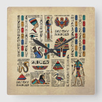 Egyptian hieroglyphs and deities on papyrus