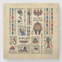 Egyptian hieroglyphs and deities on papyrus