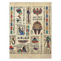 Egyptian hieroglyphs and deities on papyrus