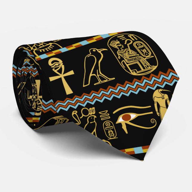 Egyptian Hieroglyphs Eye Of Horus Pattern Tie (Rolled)