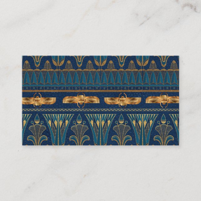 Egyptian Hieroglyphs Gold Beetles Golden Glitter Business Card (Front)