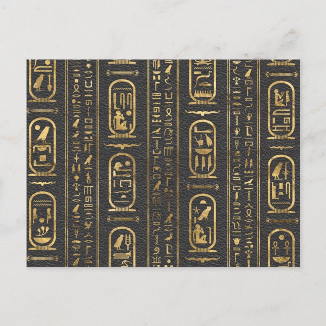 Egyptian hieroglyphs Gold on Leather Postcard (Front)