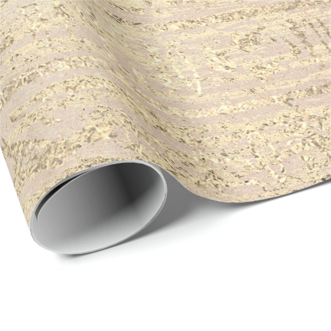 Egyptian Hieroglyphs GoldFoxier Blush Rose Wood Wrapping Paper (Roll Corner)