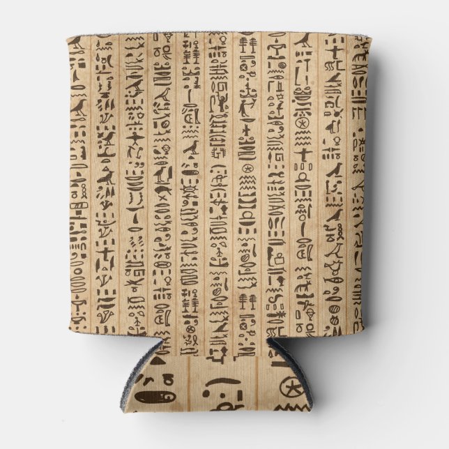 Egyptian Hieroglyphs: Grunge Seamless Magic Can Cooler (Front)