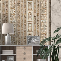 Egyptian hieroglyphs pattern pastel gold