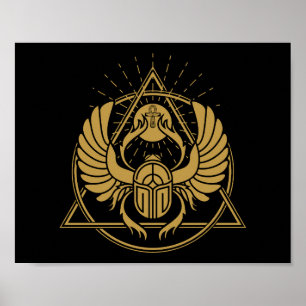 Egyptian Hieroglyphs - Scarab Beetle - Bug Poster