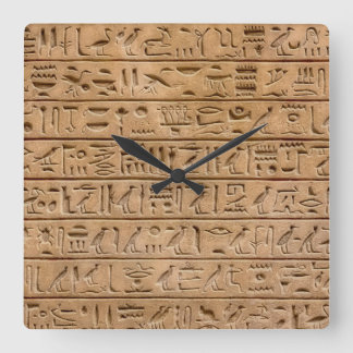 Egyptian Hieroglyphs Square Wall Clock