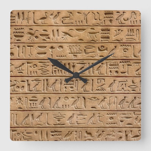Egyptian Hieroglyphs Square Wall Clock (Front)