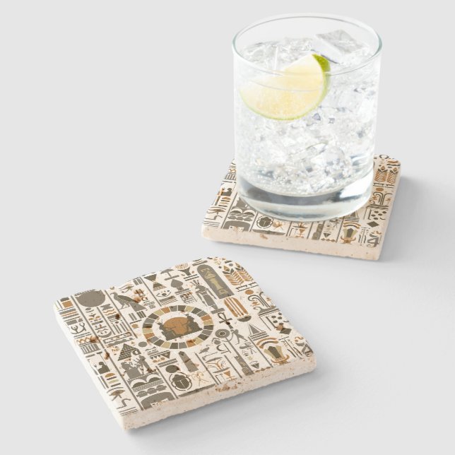 Egyptian Hieroglyphs Stone Coaster (Side)