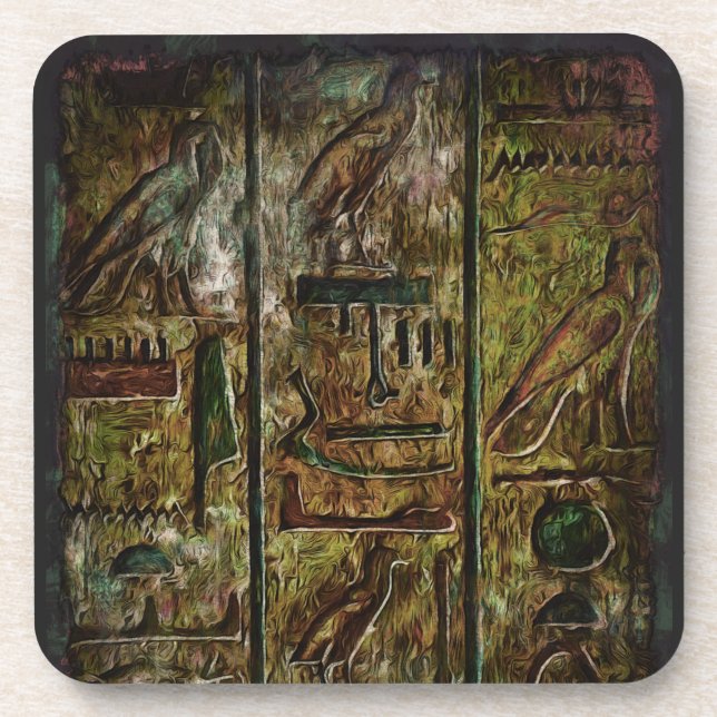 Egyptian Hieroglyphs Symbols Art Coaster (Front)