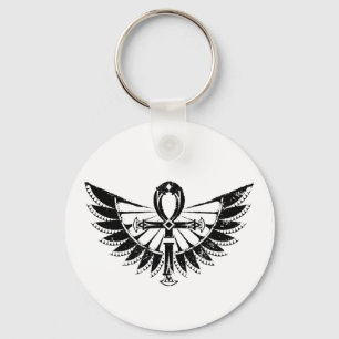 Egyptian Hieroglyphs - Winged Ankh Key Ring