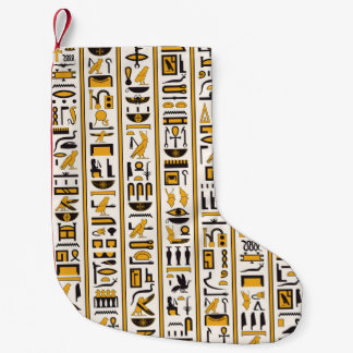 Egyptian hieroglyphs yellow-black colour seamless small christmas stocking