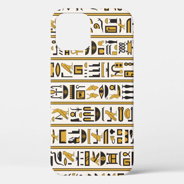 Egyptian Hieroglyphs: Yellow-Black Seamless. Case-Mate iPhone Case (Back)