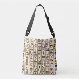 Egyptian Hieroglyphs: Yellow-Black Seamless. Crossbody Bag