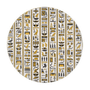 Egyptian Hieroglyphs: Yellow-Black Seamless. Cutting Board