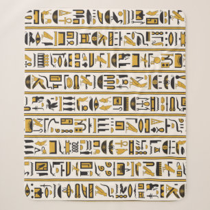 Egyptian Hieroglyphs: Yellow-Black Seamless. Sherpa Blanket