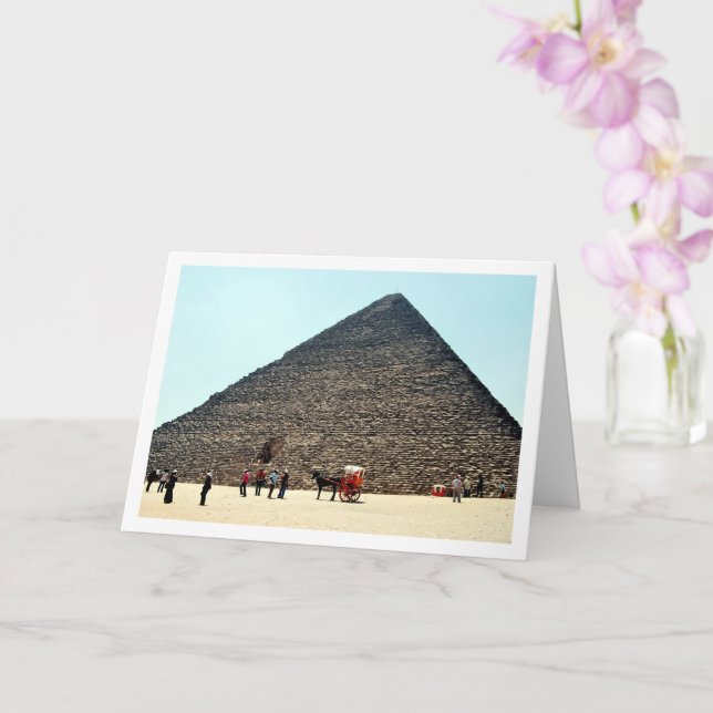 Egyptian Horse Cart at the Pyramids of Giza Card (Orchid)