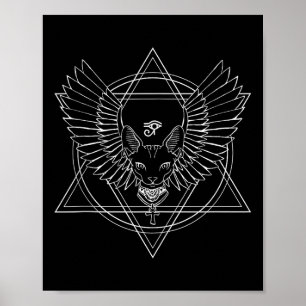 Egyptian Horus Eye And Cat With Wings Tank Top Poster