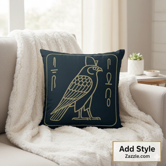 Egyptian Horus Falcon Ancient Hieroglyph Decor Cushion (Creator Uploaded)