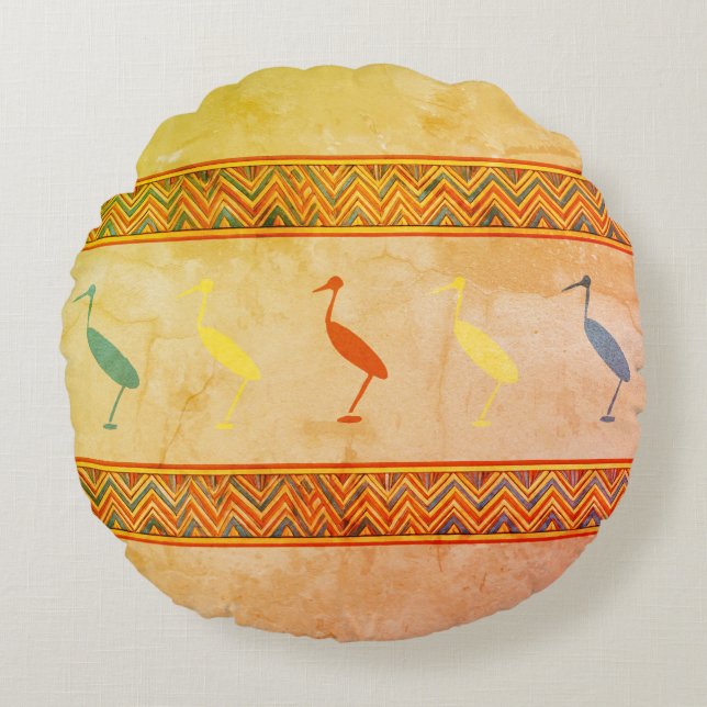 egyptian ibis birds round cushion (Front)